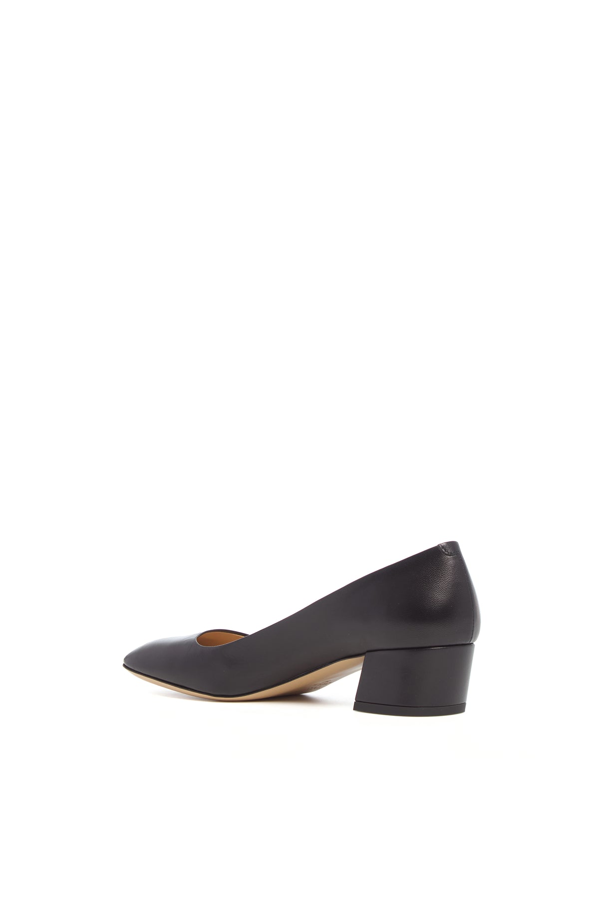 Agathe Low Heel Pump in Black Leather