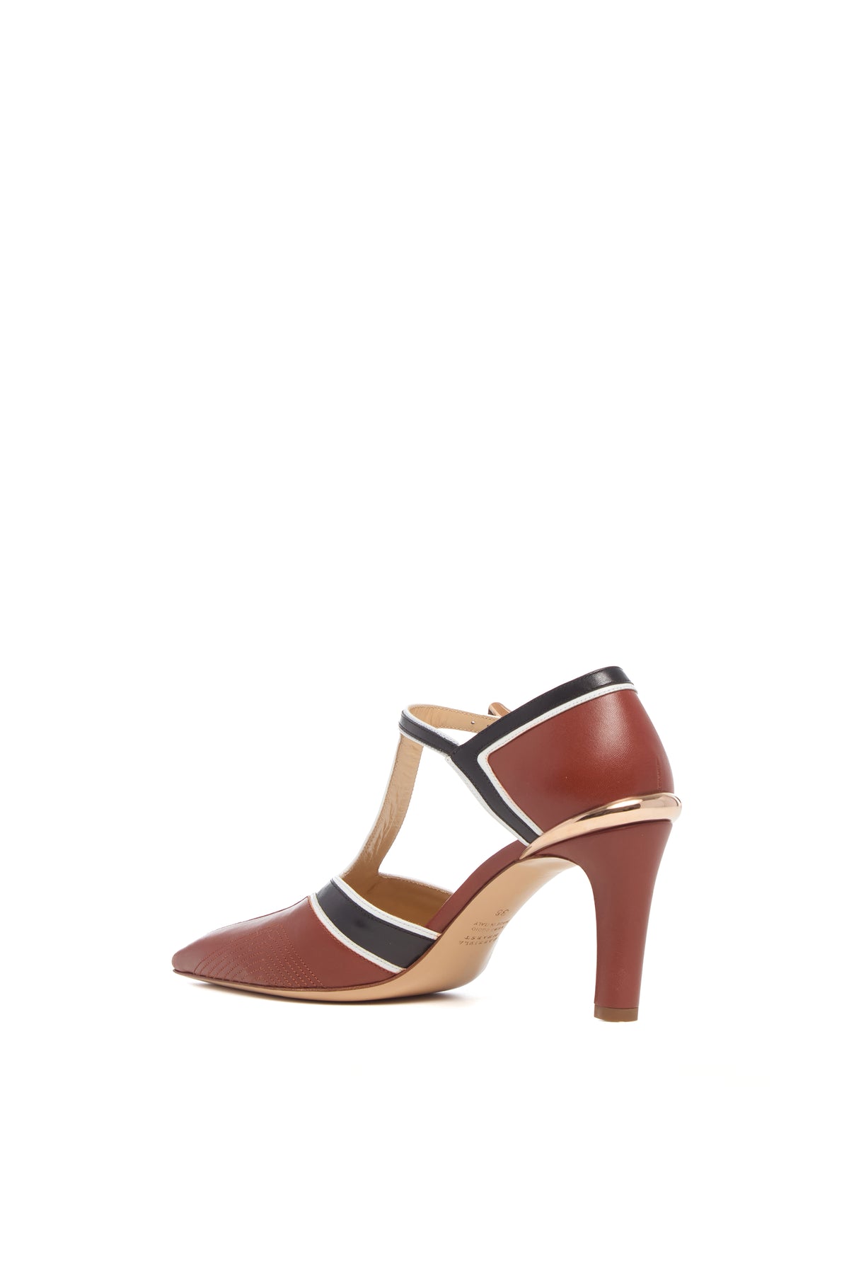 Indi Moto T-Strap Pump in Cognac Multi Leather