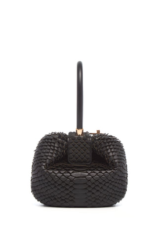 Black Leather Snake Scale Nina Bag - Open Interior View | Gabriela Hearst