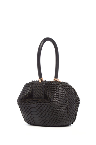 Black Leather Snake Scale Nina Bag - Front View | Gabriela Hearst