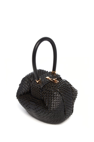 Black Snake Scale Nina Bag - Side Angle View | Gabriela Hearst
