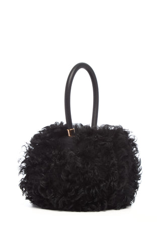 Black Shearling Nina Bag - Front View | Gabriela Hearst