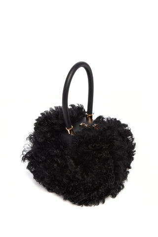 Black Shearling Nina Bag - Three Quarter View | Gabriela Hearst