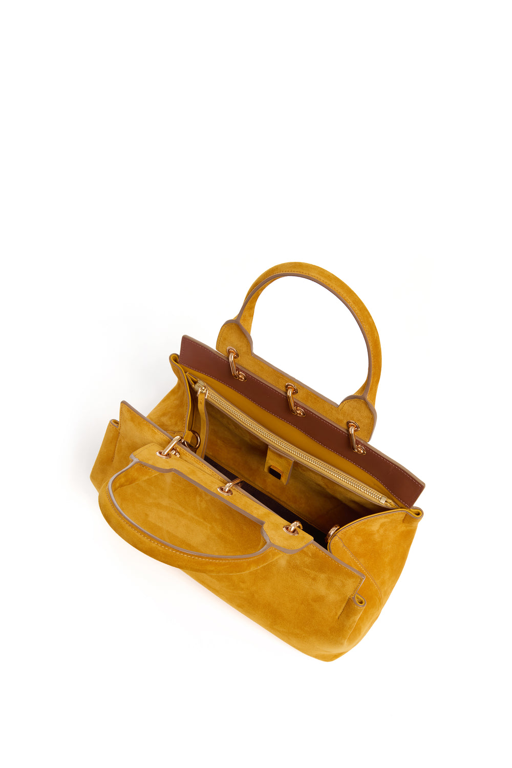 Small Amethyst Tote Bag in Golden Birch Suede