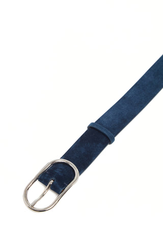 Link Buckle Belt in Navy Suede