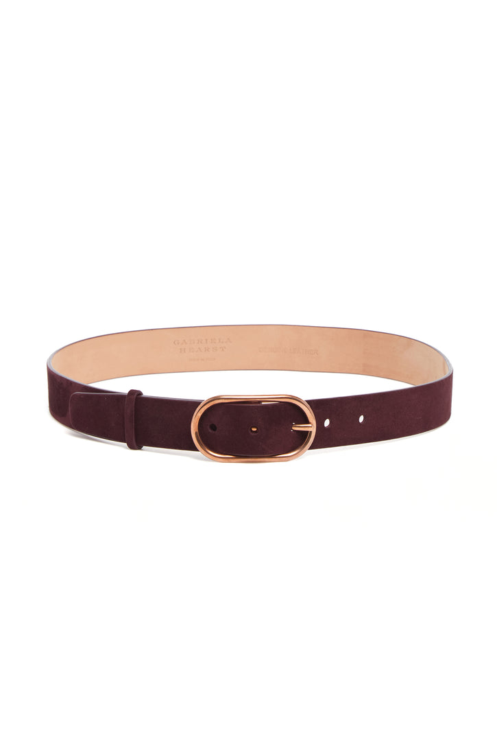Link Buckle Belt in Bordeaux Suede