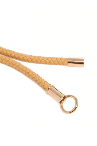 Beige Braided Leather Belt Rose Gold Hardware - Detail Close Up | Gabriela Hearst