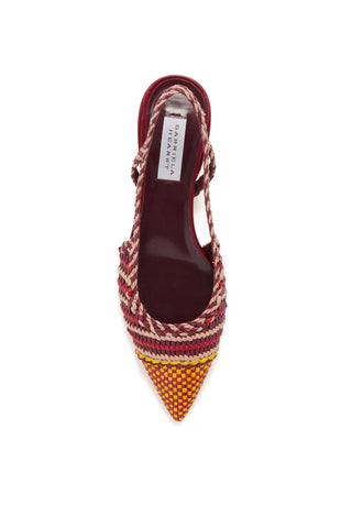 Bordeaux Fuschia Hand-Woven Goat Leather Slingback Pump - Top View Interior | Gabriela Hearst