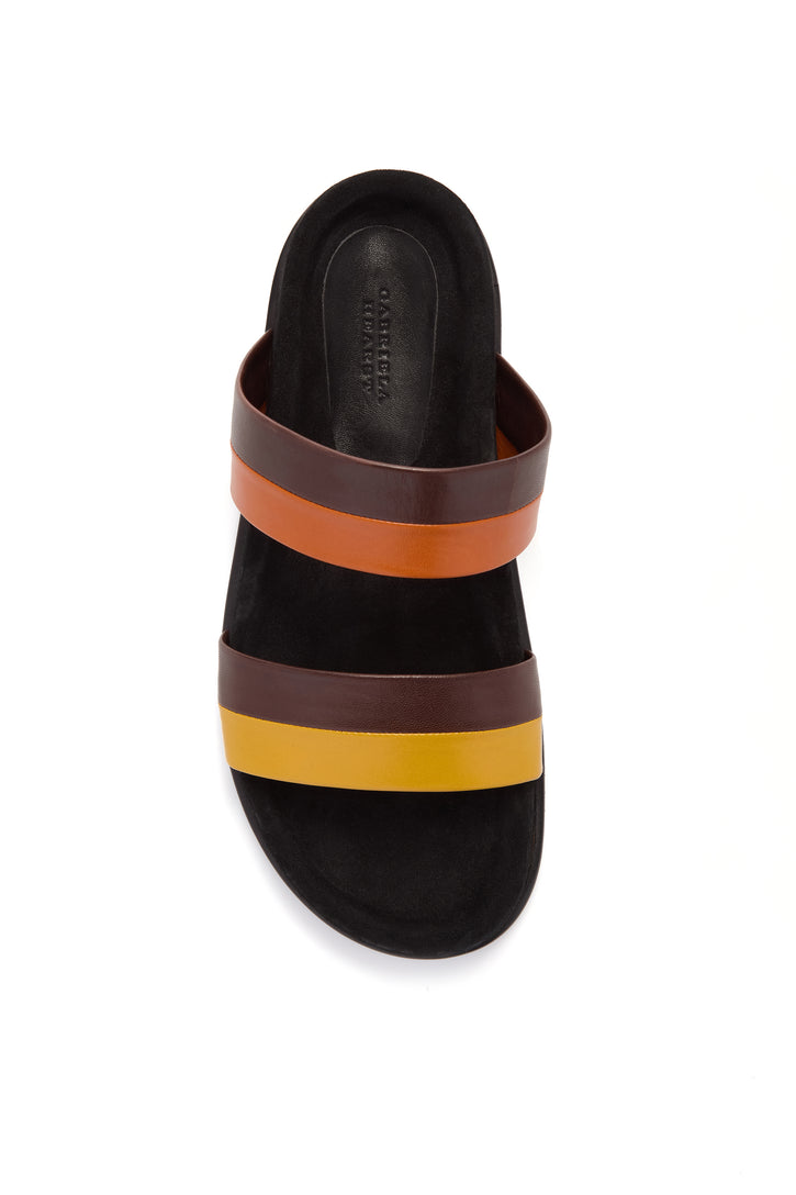 Low Striker Flat Sandal in Burnt Sienna Multi Leather