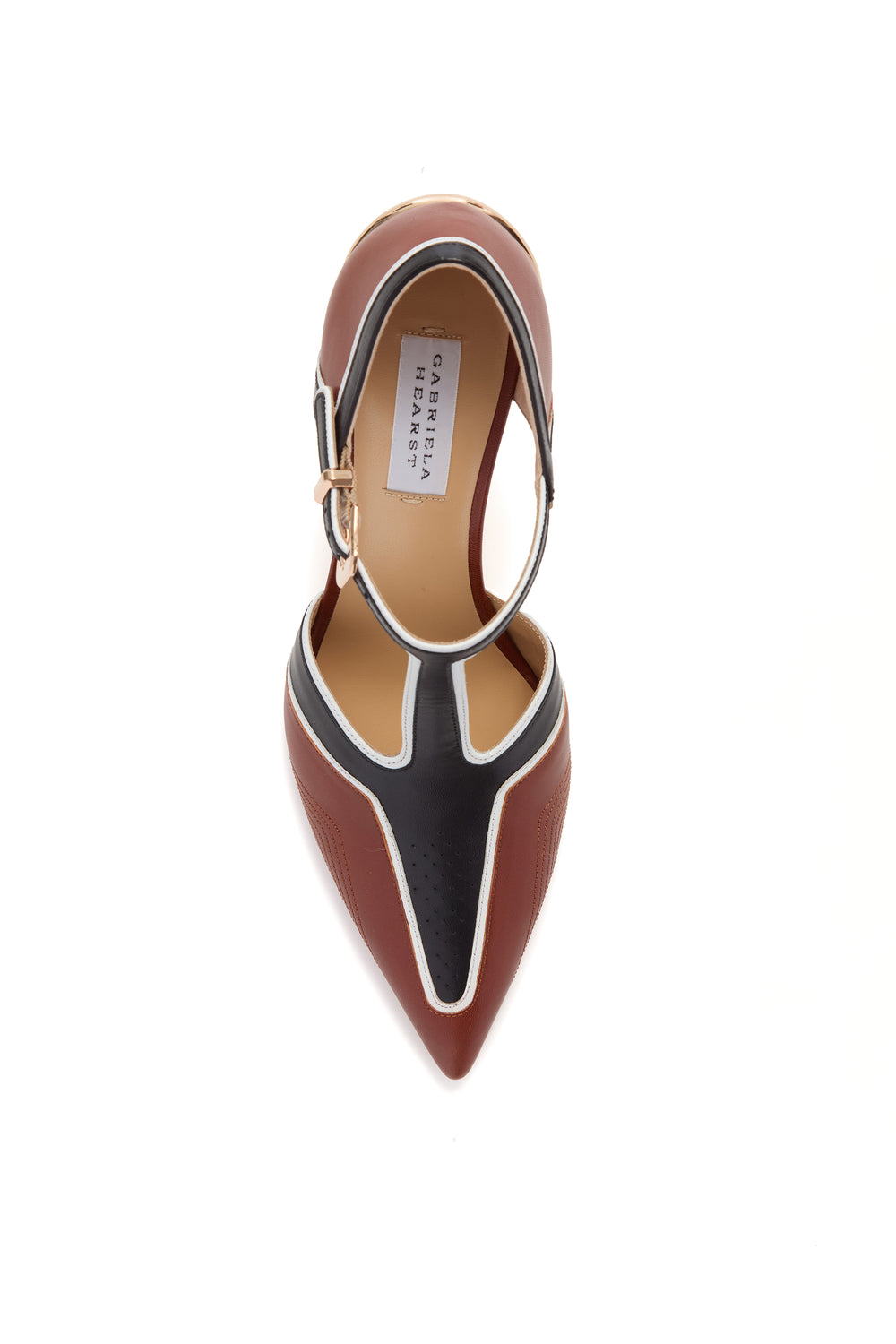 Indi Moto T-Strap Pump in Cognac Multi Leather
