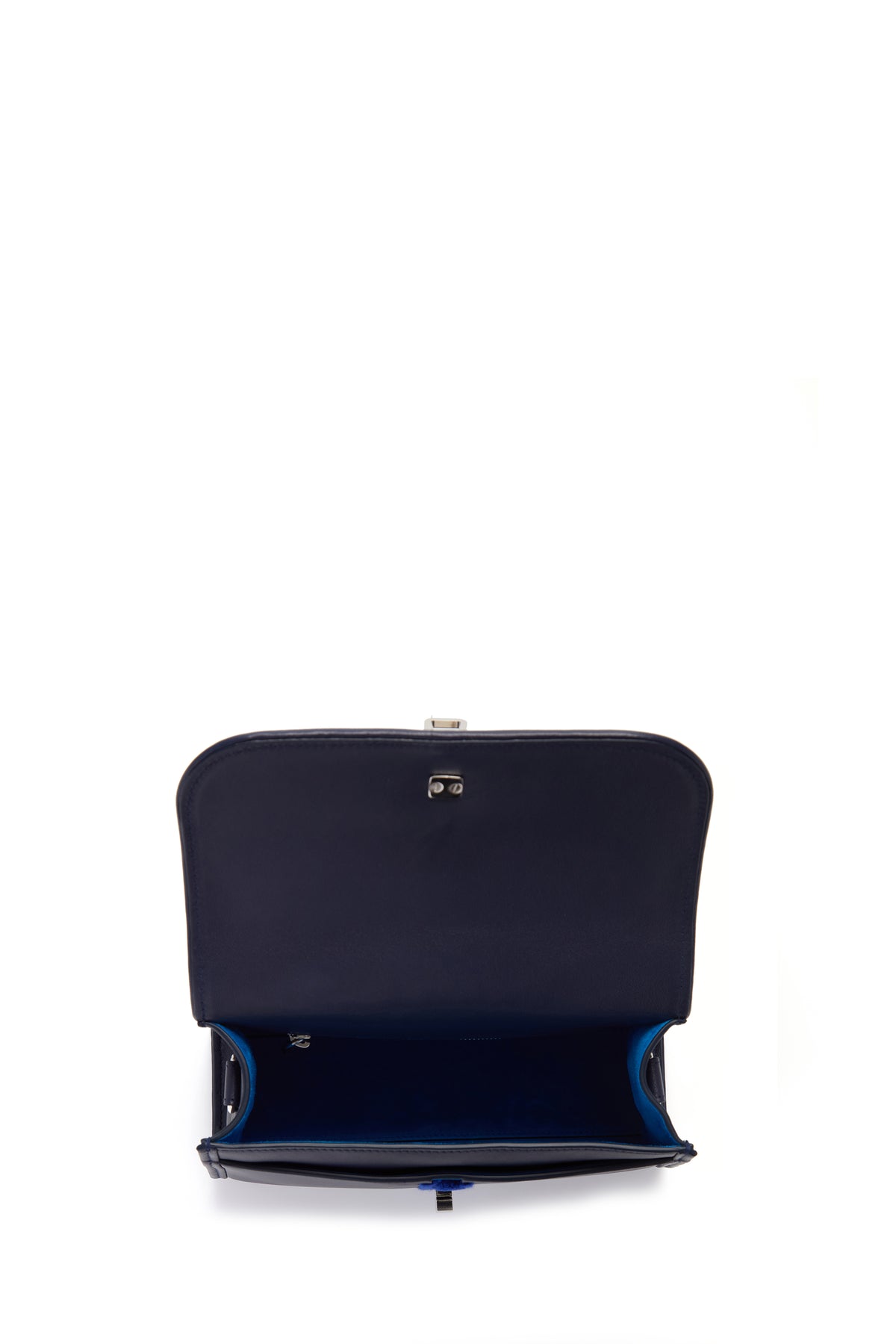 Small Leonora Flap Embroidered Bag in Electric Navy & Cobalt Nappa Leather