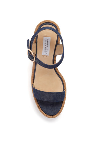 Denim Cork Platform Sandals Sardis - Top View Insole Detail | Gabriela Hearst