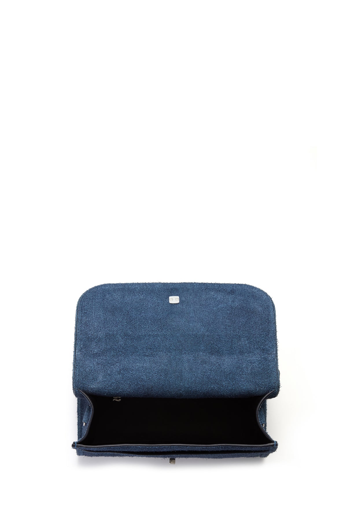 Medium Leonora Flap Bag in Light Blue Suede Denim