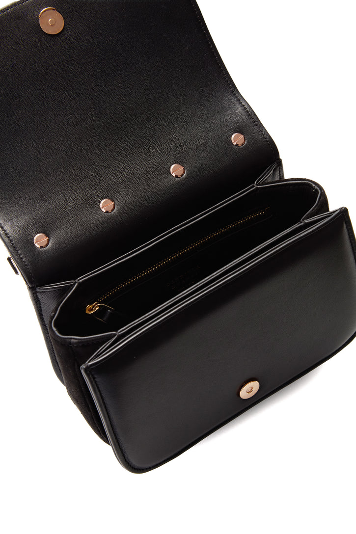 Small Dern Crossbody Bag in Black Snakeskin & Suede