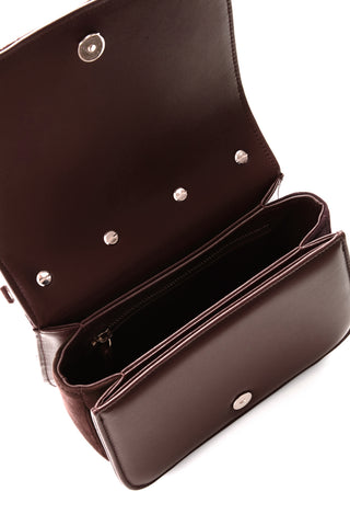 Chocolate Dern Bag Lamb Leather Interior with Zip Pocket - Open Detail | Gabriela Hearst