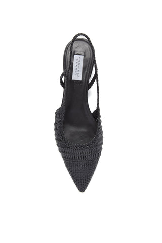 Black Woven Goat Leather Perro Pump - Top View Detail | Gabriela Hearst