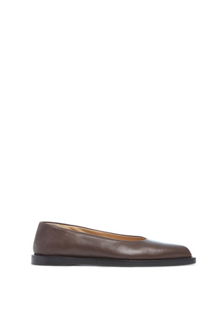 Kati Ballerina Flat Shoe in Chocolate Leather