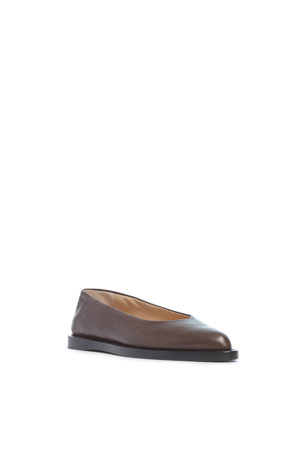 Kati Ballerina Flat Shoe in Chocolate Leather