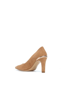 Edwina High Heel Stiletto Pump in Dark Camel Suede