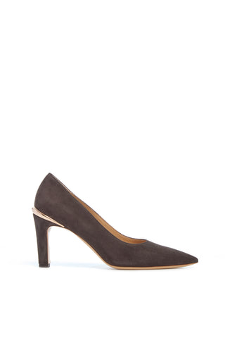 Edwina High Heel Stiletto Pump in Dark Chocolate Suede