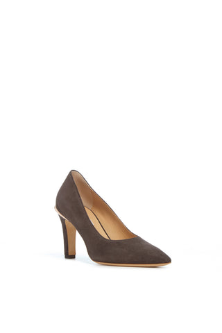 Edwina High Heel Stiletto Pump in Dark Chocolate Suede
