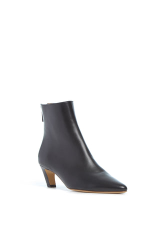 Black Leather Clayton Boots - Front Angle View | Gabriela Hearst