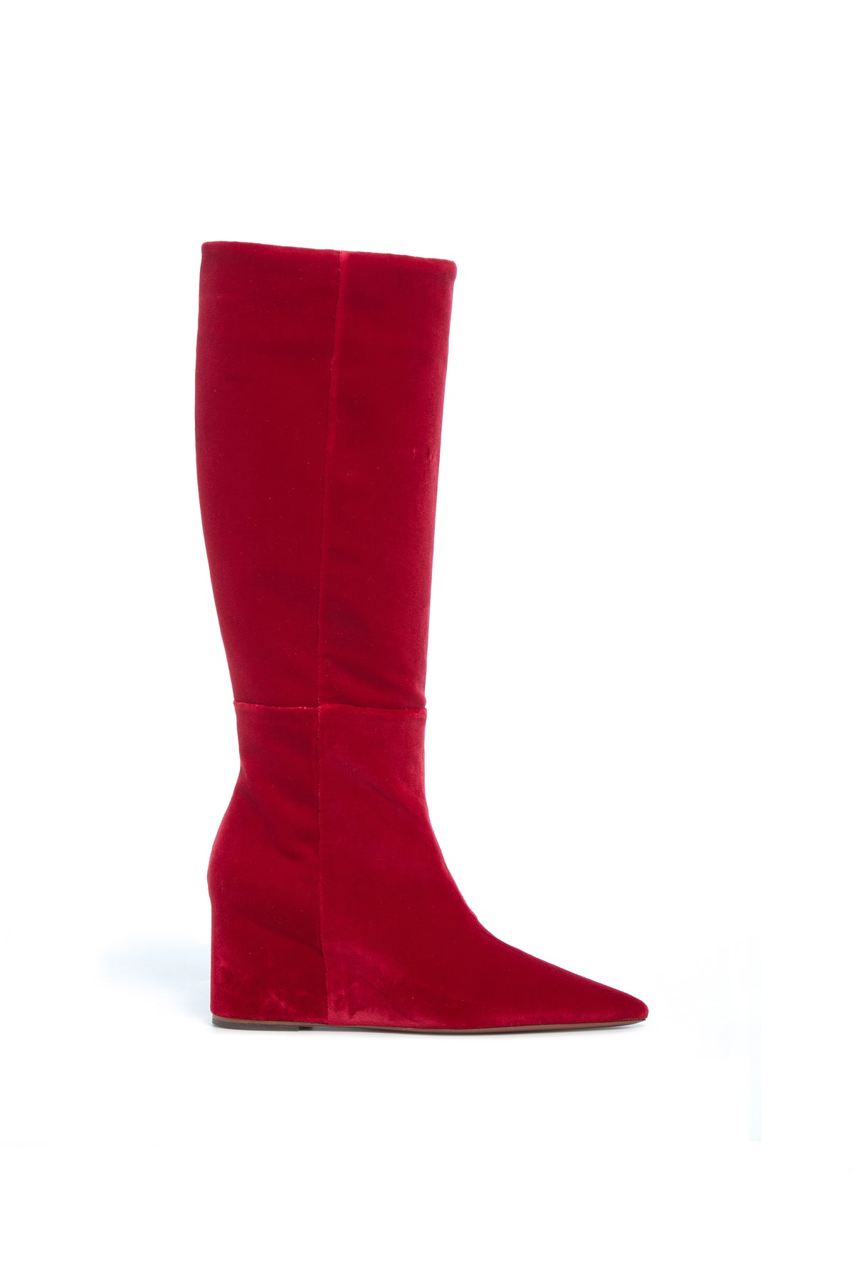 Remedios Tall Boot in Scarlet Red Cotton Velvet 38 Scarlet Red