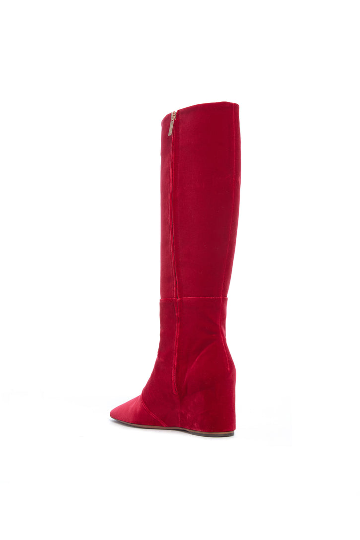 Remedios Tall Boot in Scarlet Red Cotton Velvet