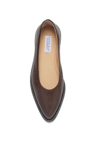 Kati Ballerina Flat Shoe in Chocolate Leather