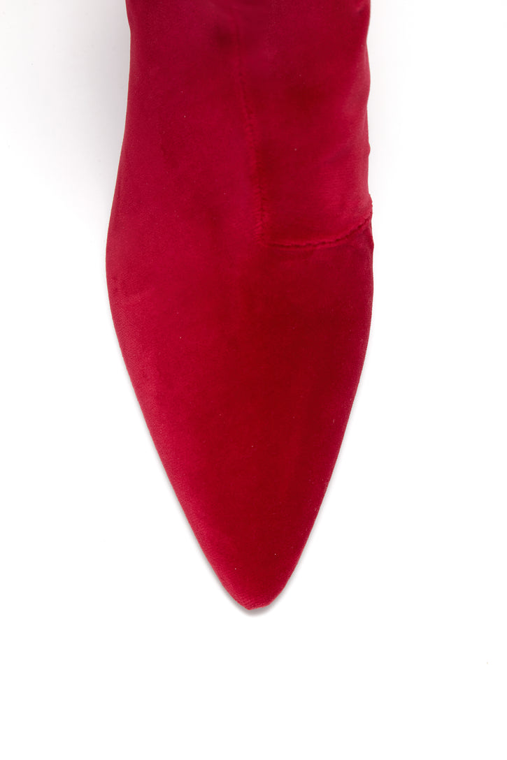 Remedios Tall Boot in Scarlet Red Cotton Velvet