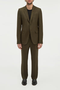 Irving Jacket in Olive Wool Cashmere Flannel