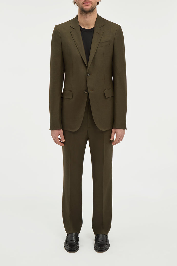 Irving Jacket in Olive Wool Cashmere Flannel