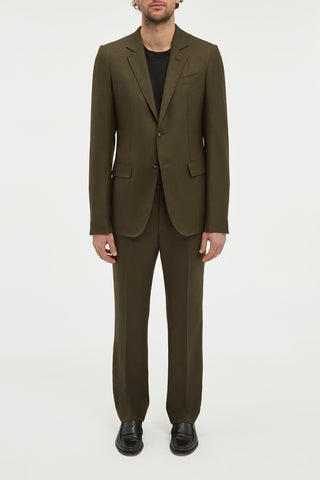 Sebastian Slim-leg Pant in Olive Wool Cashmere Flannel