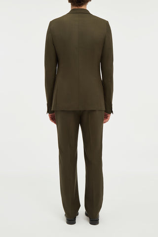 Sebastian Slim-leg Pant in Olive Wool Cashmere Flannel