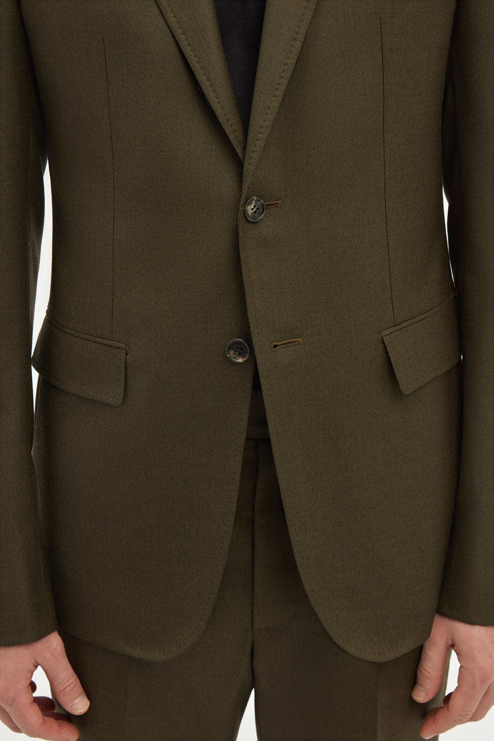 Irving Jacket in Olive Wool Cashmere Flannel
