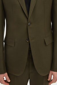 Irving Jacket in Olive Wool Cashmere Flannel
