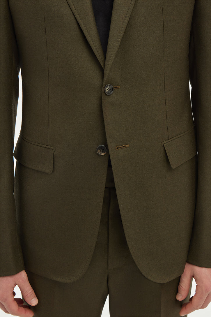 Irving Jacket in Olive Wool Cashmere Flannel