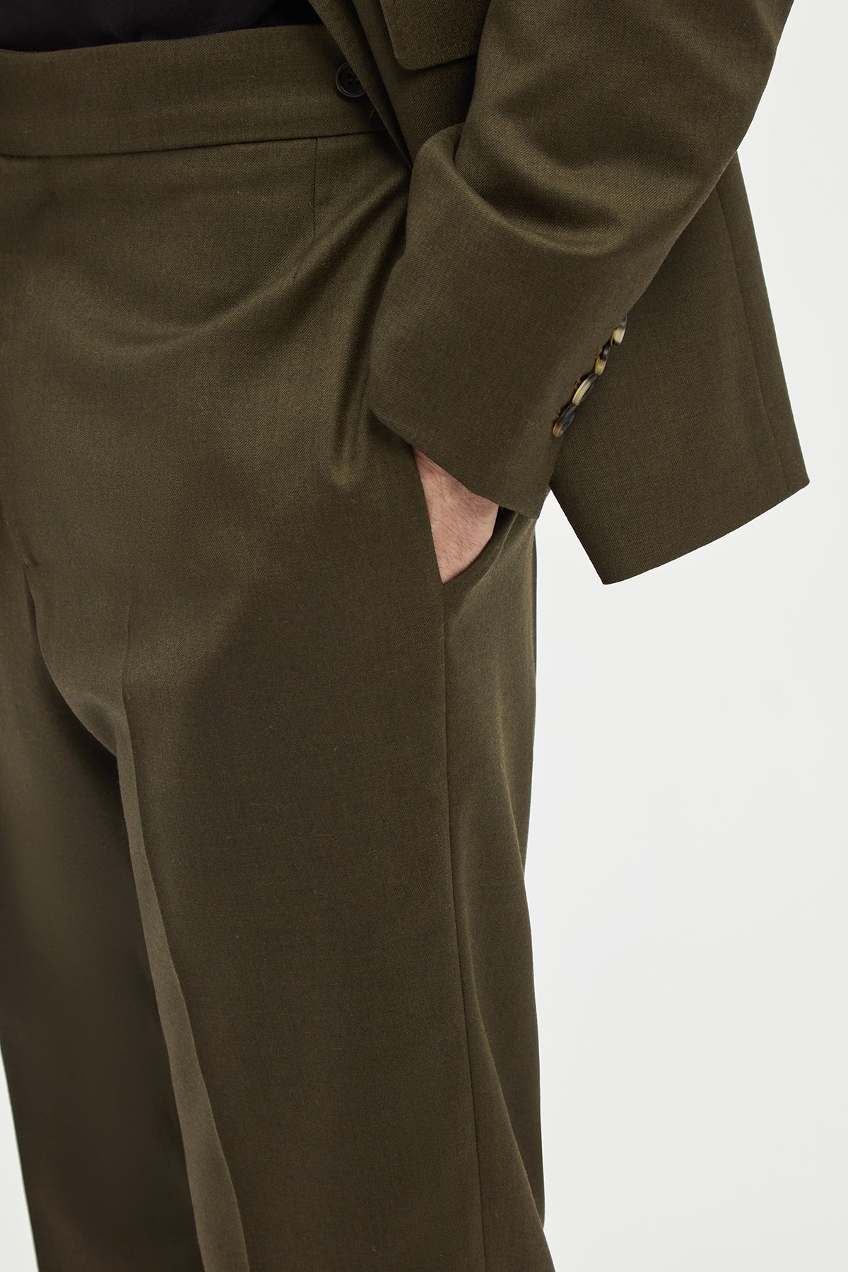 Sebastian Pant in Olive Wool Cashmere Flannel