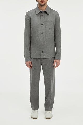 Drew Overshirt in Smoke Wool Cashmere Flannel