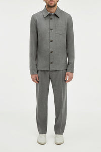 Drew Over Shirt in Smoke Wool Cashmere Flannel