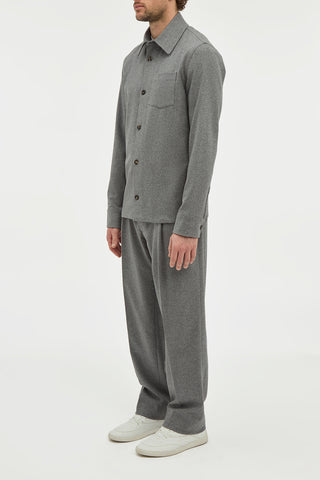 Drew Overshirt in Smoke Wool Cashmere Flannel