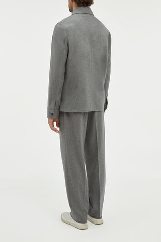 Drew Overshirt in Smoke Wool Cashmere Flannel