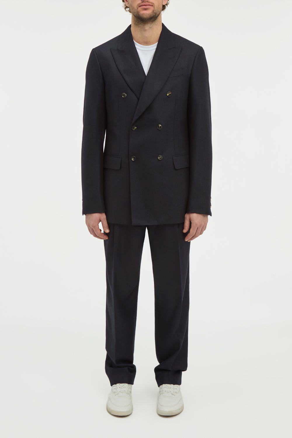 Angelo Blazer in Dark Navy Wool Cashmere Flannel
