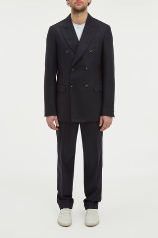 Angelo Jacket in Dark Navy Wool Cashmere Flannel