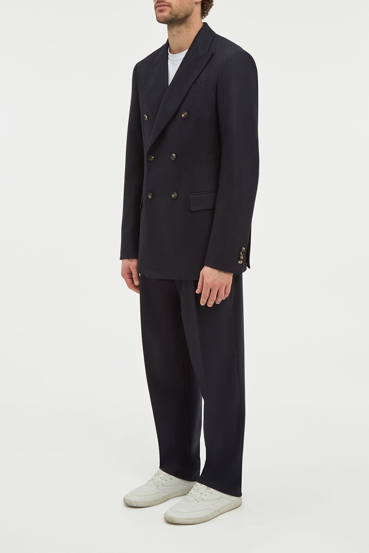 Angelo Blazer in Dark Navy Wool Cashmere Flannel