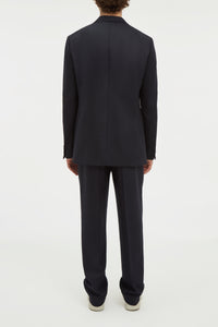 Angelo Blazer in Dark Navy Wool Cashmere Flannel
