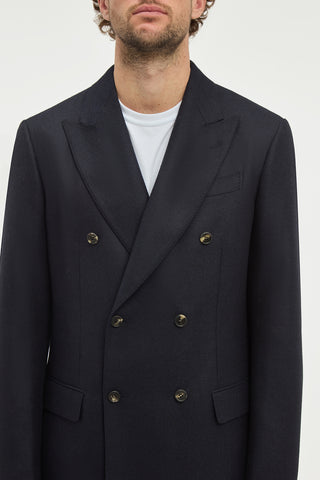 Angelo Jacket in Dark Navy Wool Cashmere Flannel