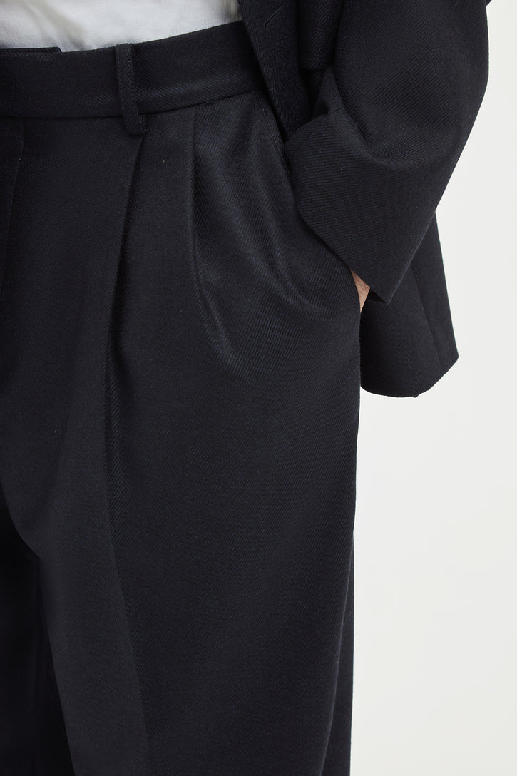 Arthur Pant in Dark Navy Wool Cashmere Flannel