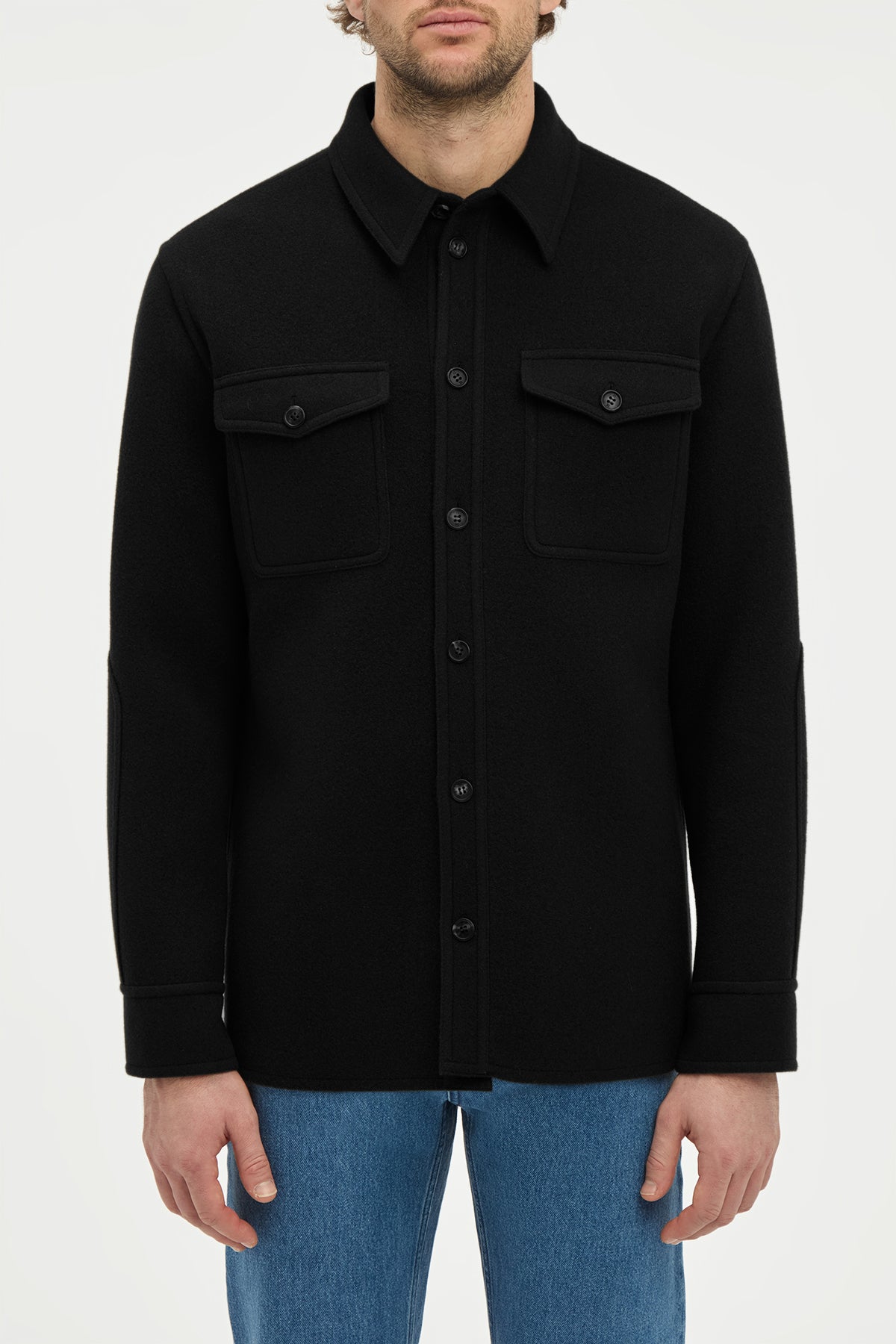 Lucas Overshirt in Black Double-face Recycled Cashmere