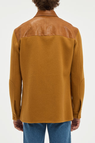 Lucas Overshirt in Cognac Vachetta Leather & Double-face Recycled Cashmere
